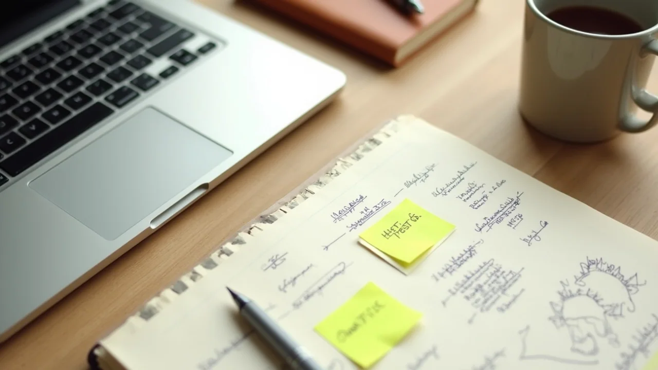 ChatGPT conversation on laptop, solopreneur workflow notebook