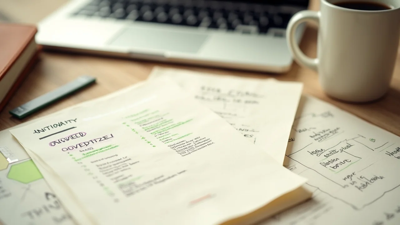 Notion workspace with AI summary on laptop, handwritten use case list