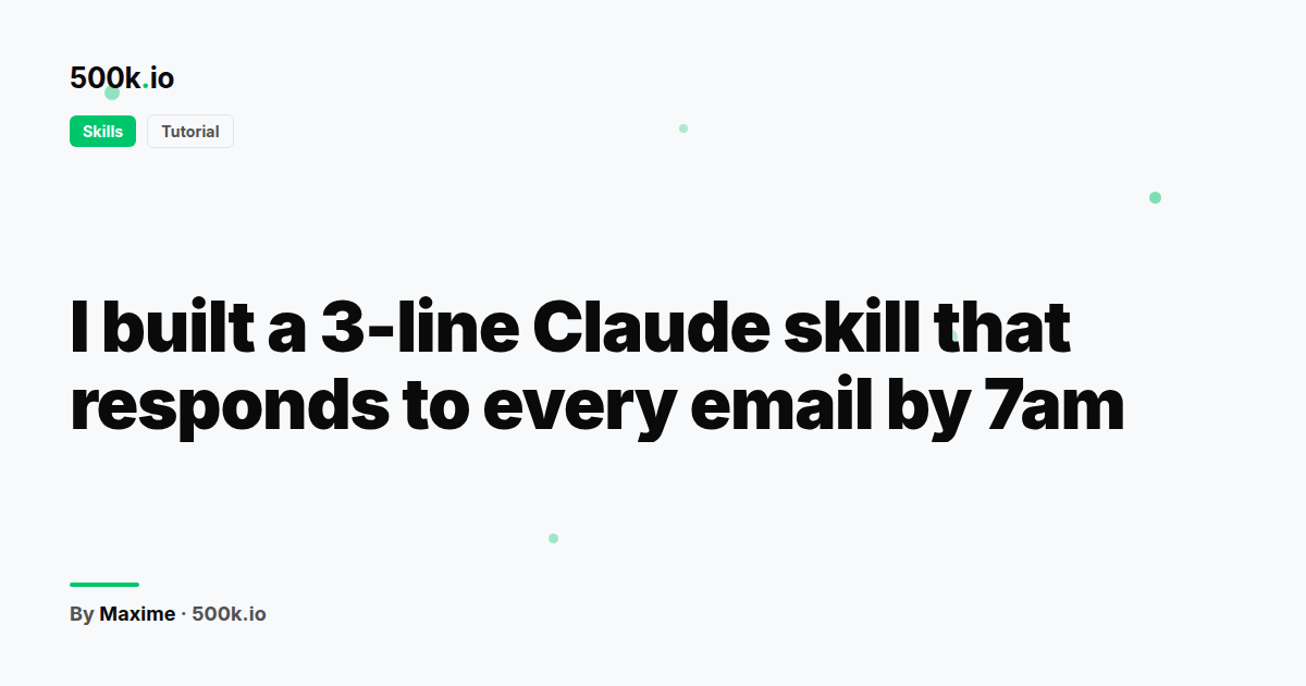 Skills — illustration for "I built a 3-line Claude skill that responds to every email by 7am"